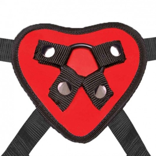 Красный поясной фаллоимитатор Red Heart Strap on Harness   5in Dildo Set - 12,25 см. - Lux Fetish - купить с доставкой в Новошахтинске