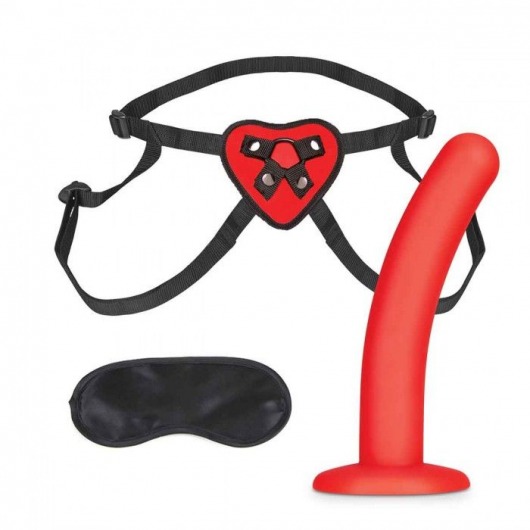 Красный поясной фаллоимитатор Red Heart Strap on Harness   5in Dildo Set - 12,25 см. - Lux Fetish - купить с доставкой в Новошахтинске