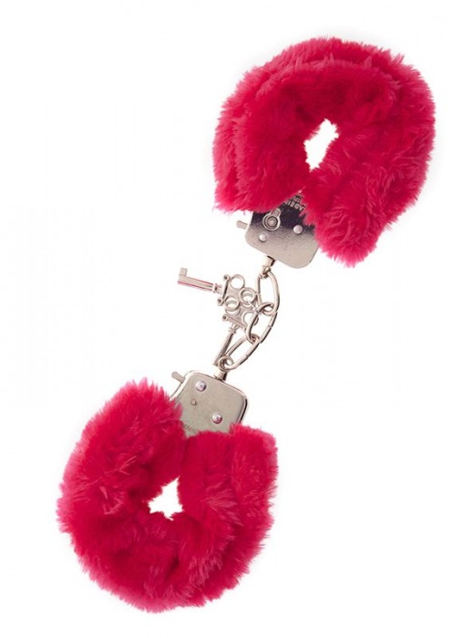 Металлические наручники с красной меховой опушкой METAL HANDCUFF WITH PLUSH RED - Dream Toys - купить с доставкой в Новошахтинске