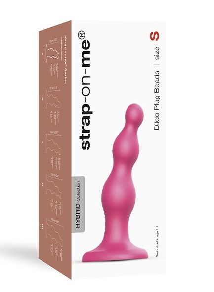 Розовая насадка Strap-On-Me Dildo Plug Beads size S - Strap-on-me - купить с доставкой в Новошахтинске