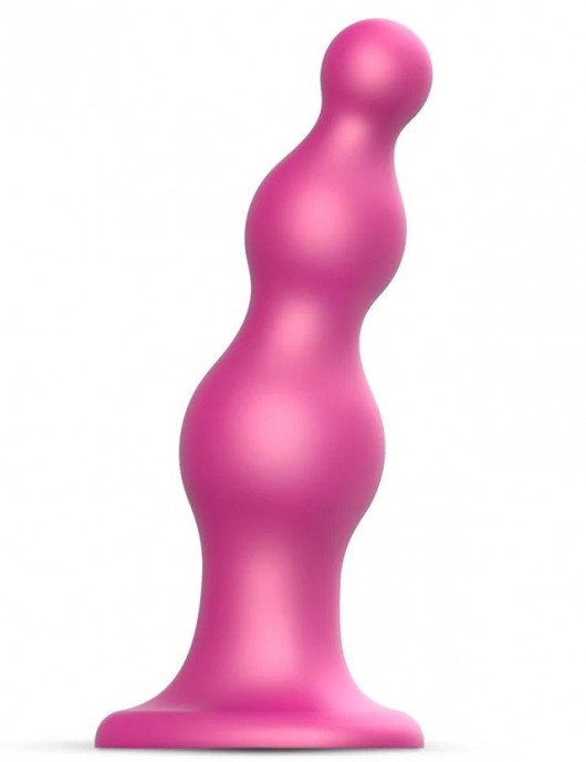 Розовая насадка Strap-On-Me Dildo Plug Beads size L - Strap-on-me - купить с доставкой в Новошахтинске