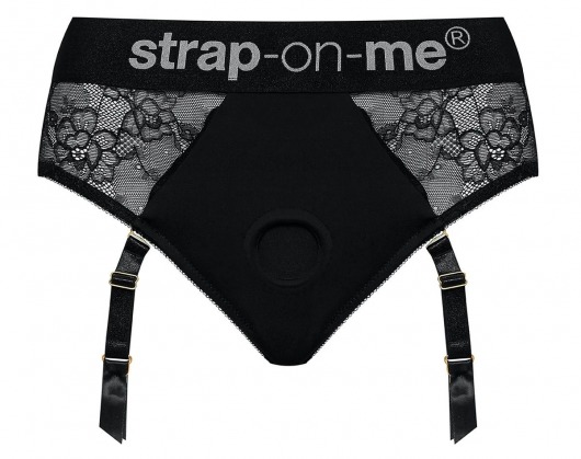 Черные трусики для насадок Diva Lingerie Harness - size L - Strap-on-me - купить с доставкой в Новошахтинске