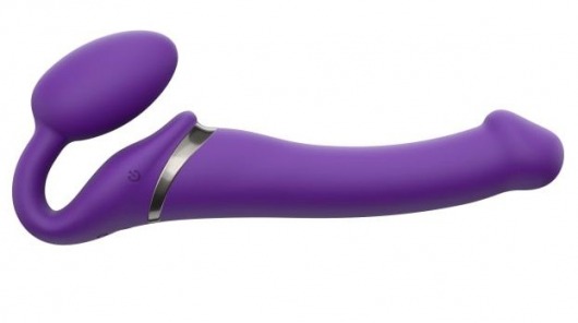 Фиолетовый безремневой вибрострапон Vibrating Bendable Strap-On - size L - Strap-on-me - купить с доставкой в Новошахтинске