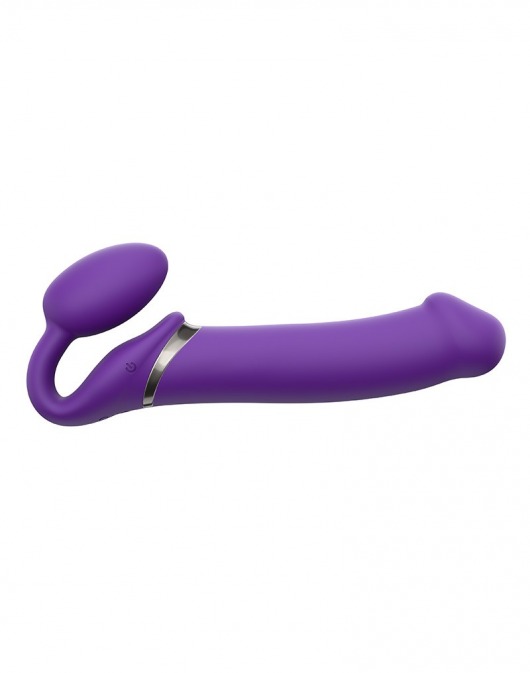 Фиолетовый безремневой вибрострапон Silicone Bendable Strap-On - size XL - Strap-on-me - купить с доставкой в Новошахтинске