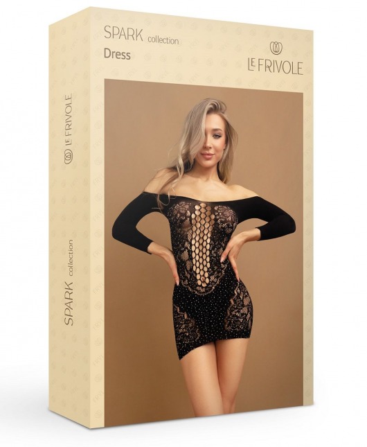 Искрящееся стразами платье с длинными рукавами - Le Frivole купить с доставкой