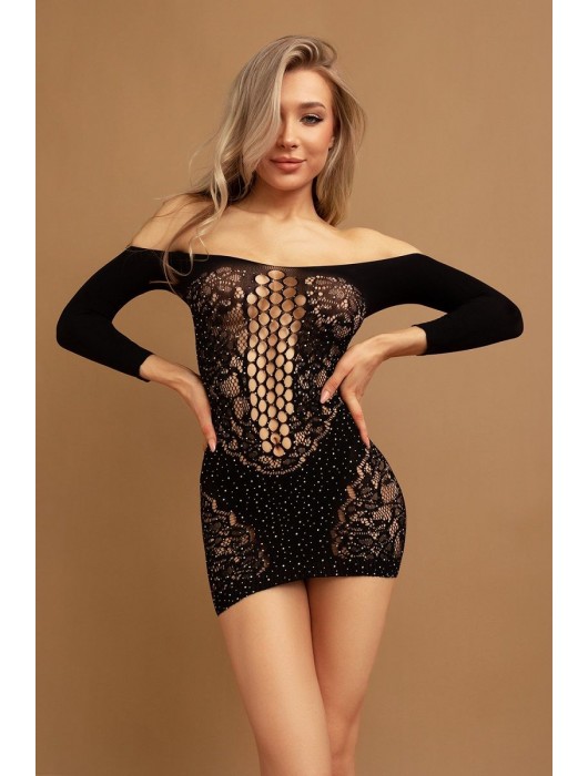 Искрящееся стразами платье с длинными рукавами - Le Frivole купить с доставкой