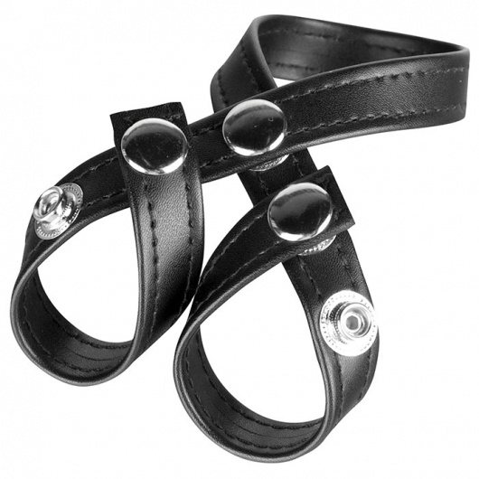 Разделитель мошонки из искусственной кожи на клепках 8 STYLE BALL DIVIDER - BlueLine - купить с доставкой в Новошахтинске