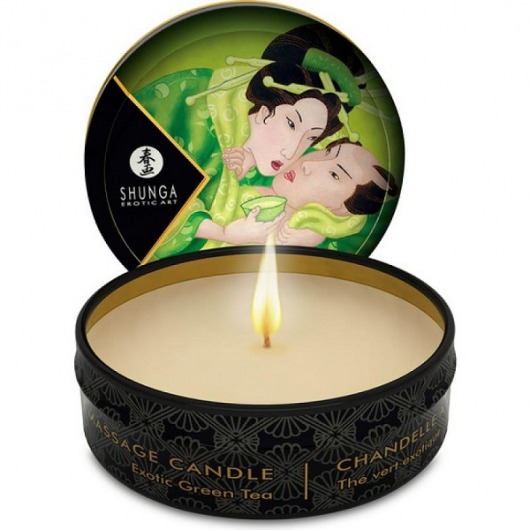 Массажная свеча Exotic Green Tea с ароматом зелёного чая - 30 мл. - Shunga - купить с доставкой в Новошахтинске
