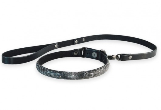 Эффектный сверкающий ошейник с поводком  Гламур - Sitabella - купить с доставкой в Новошахтинске