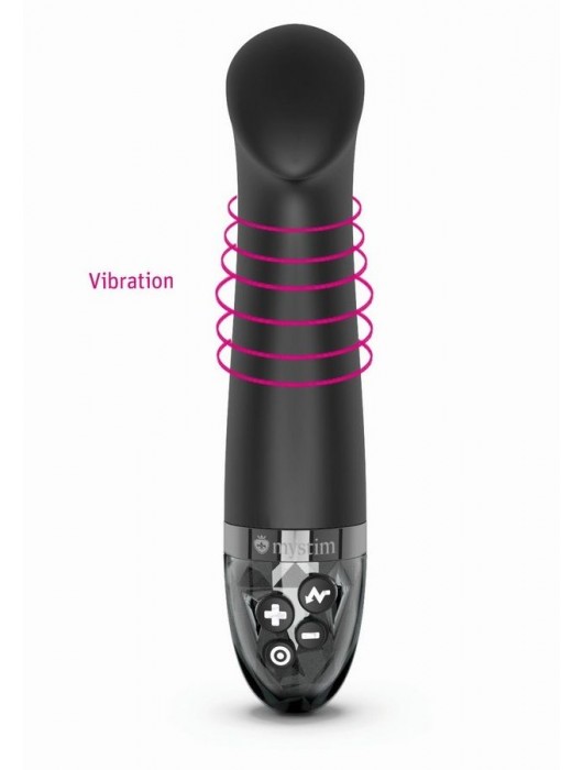 Черный вибратор с функцией электростимуляции Right on Ron - 17 см. - MyStim - купить с доставкой в Новошахтинске