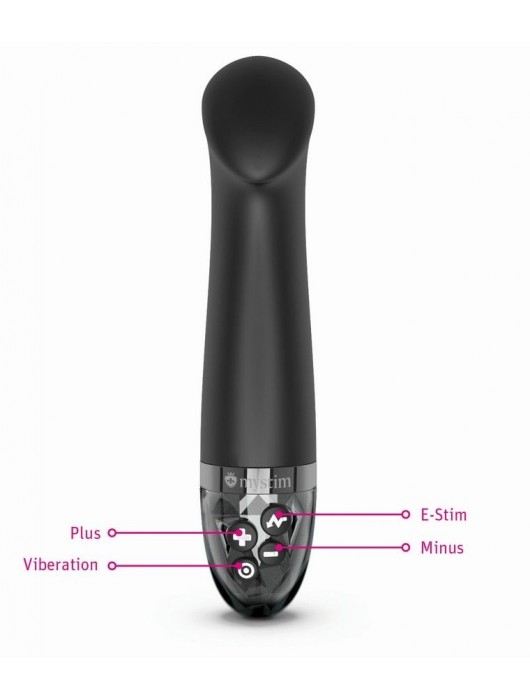 Черный вибратор с функцией электростимуляции Right on Ron - 17 см. - MyStim - купить с доставкой в Новошахтинске