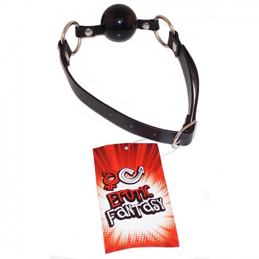 Силиконовый черный кляп-шарик на ремне Black Ballgag - Erotic Fantasy - купить с доставкой в Новошахтинске