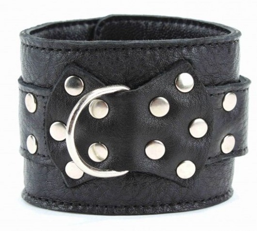 Чёрные наручники  из кожи с пряжкой - БДСМ Арсенал - купить с доставкой в Новошахтинске