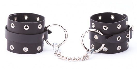 Черные кожаные оковы с люверсами - Crazy Handmade - купить с доставкой в Новошахтинске