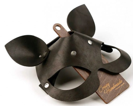 Черная кожаная маска  Кошка  с маленькими ушками - Crazy Handmade - купить с доставкой в Новошахтинске