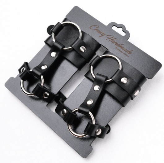 Черные наручники с креплением на кисть руки - Crazy Handmade - купить с доставкой в Новошахтинске