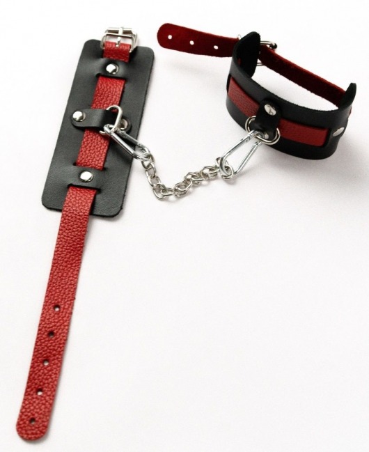 Черные оковы с красным декором и заклепками - Crazy Handmade - купить с доставкой в Новошахтинске