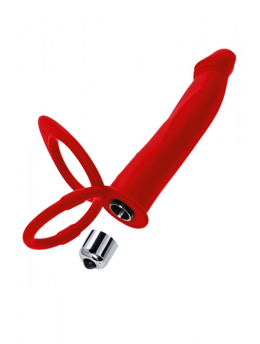 Красная насадка на пенис для двойного проникновения - 19 см. - ToyFa - купить с доставкой в Новошахтинске