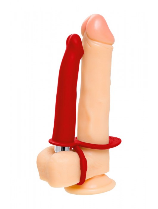Красная насадка на пенис для двойного проникновения - 19 см. - ToyFa - купить с доставкой в Новошахтинске