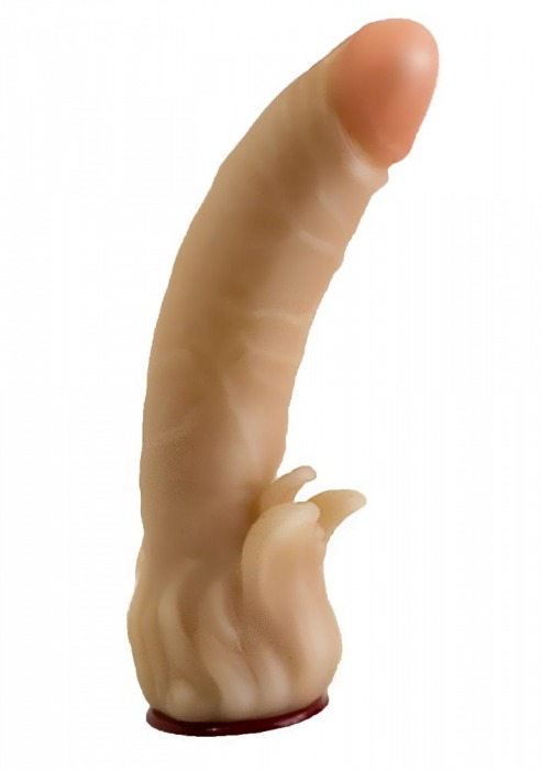 Телесная гелевая насадка-фаллос с клиторальными лепестками - 18,5 см. - LOVETOY (А-Полимер) - купить с доставкой в Новошахтинске