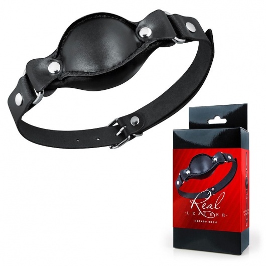 Черный кожаный кляп - Notabu - купить с доставкой в Новошахтинске