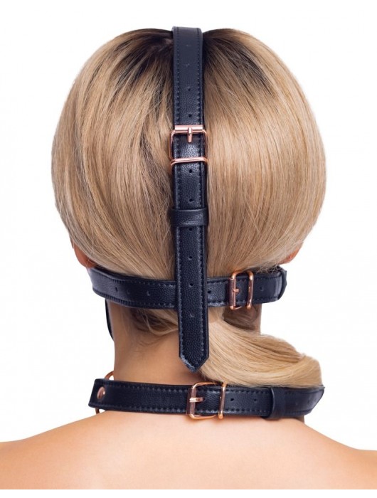 Черный намордник с кляпом-шаром Head Harness With A Gag - Orion - купить с доставкой в Новошахтинске