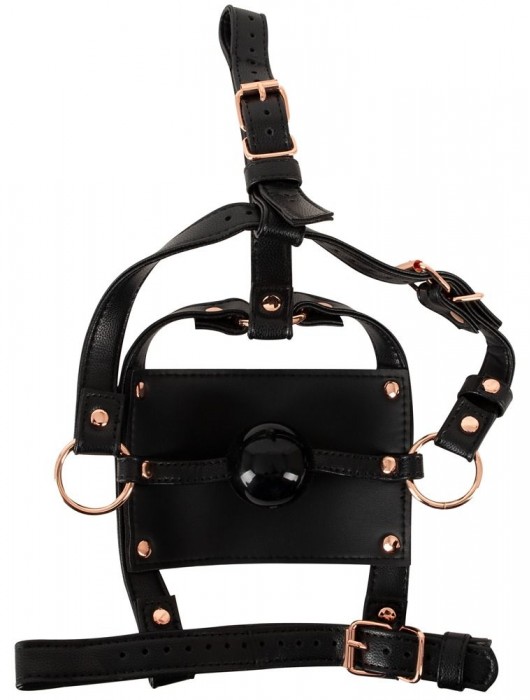 Черный намордник с кляпом-шаром Head Harness With A Gag - Orion - купить с доставкой в Новошахтинске