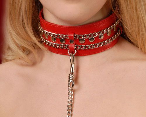Красный ошейник с цепочками - Sitabella - купить с доставкой в Новошахтинске