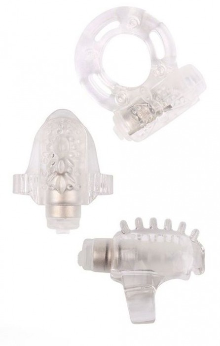 Набор из 3 прозрачных эрекционных колец с вибрацией Teasers Ring Kit - Chisa - в Новошахтинске купить с доставкой
