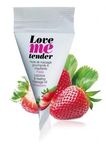 Съедобное согревающее массажное масло Love Me Tender Strawberry с ароматом клубники - 10 мл. - Love to Love - купить с доставкой в Новошахтинске