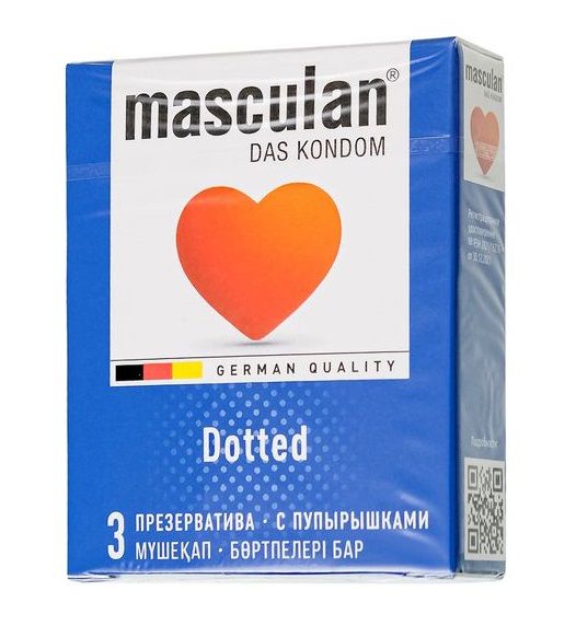 Презервативы с пупырышками Masculan Dotted - 3 шт. - Masculan - купить с доставкой в Новошахтинске