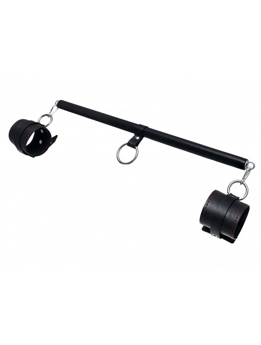 Черная распорка для ног с кожаными манжетами - Pecado - купить с доставкой в Новошахтинске