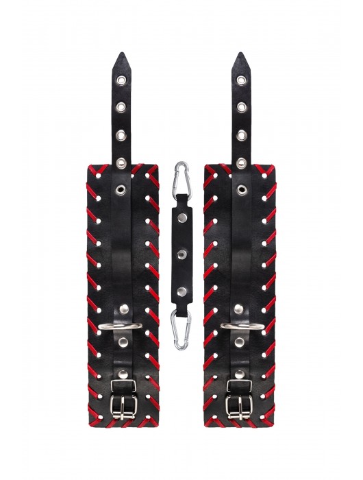 Черно-красные оковы из натуральной кожи - Pecado - купить с доставкой в Новошахтинске