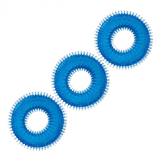 Комплект из трех голубых колец для эрекции 3-Pack Ultra-Stim Stretch Cock Rings - BlueLine - в Новошахтинске купить с доставкой