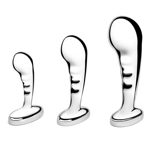 Набор из 3 стальных стимуляторов простаты Stainless Steel P-spot Training Set - b-Vibe - в Новошахтинске купить с доставкой