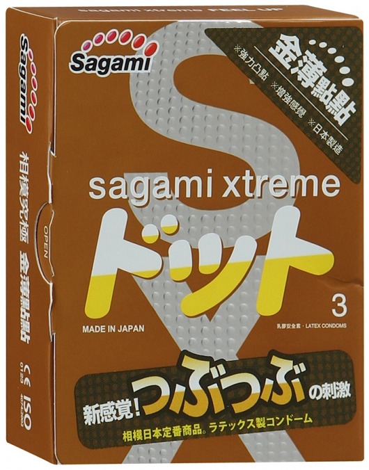 Презервативы Sagami Xtreme FEEL UP с точечной текстурой и линиями прилегания - 3 шт. - Sagami - купить с доставкой в Новошахтинске