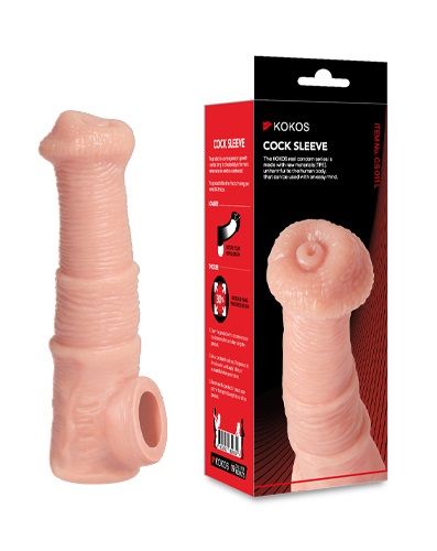 Телесная фантазийная насадка на член Cock Sleeve Size M - KOKOS - в Новошахтинске купить с доставкой
