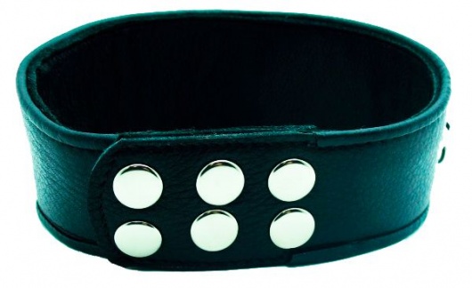 Чёрный кожаный ошейник с полукольцами и клёпками - БДСМ Арсенал - купить с доставкой в Новошахтинске