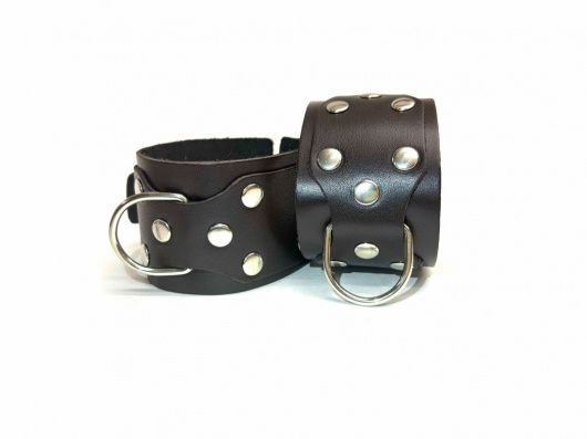 Коричневые кожаные наручники Sex Game - БДСМ Арсенал - купить с доставкой в Новошахтинске