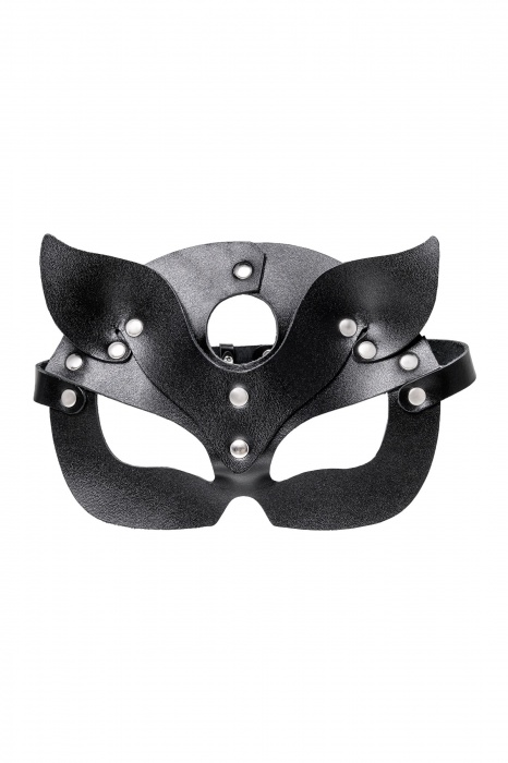 Черная кожаная рельефная маска кошки - Pecado - купить с доставкой в Новошахтинске