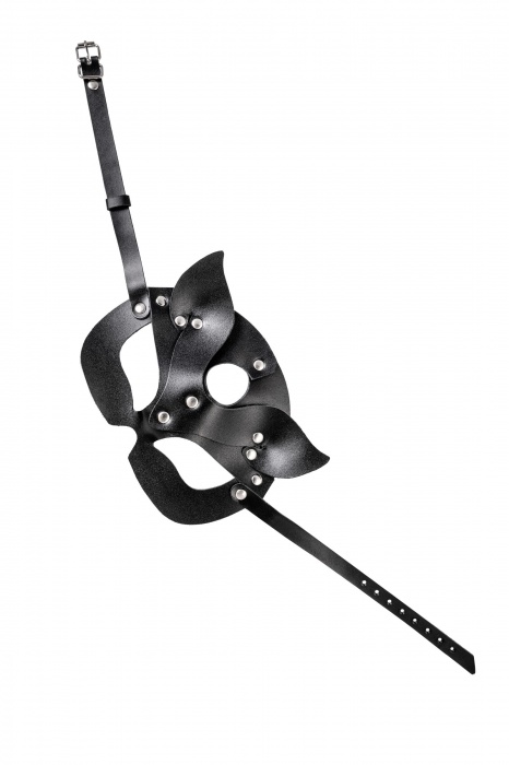 Черная кожаная рельефная маска кошки - Pecado - купить с доставкой в Новошахтинске