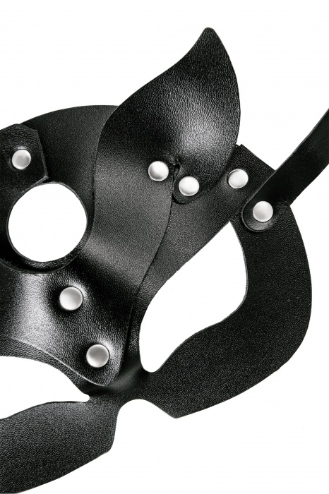 Черная кожаная рельефная маска кошки - Pecado - купить с доставкой в Новошахтинске