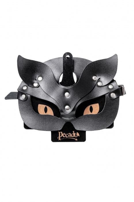 Черная кожаная рельефная маска кошки - Pecado - купить с доставкой в Новошахтинске