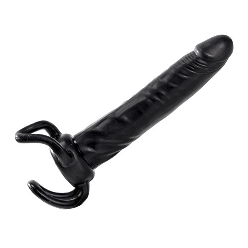 Чёрная насадка-фаллос для двойного проникновения INFLATABLE DILDO SLIM DONG  - 13,5 см. - Toyz4lovers - в Новошахтинске купить с доставкой