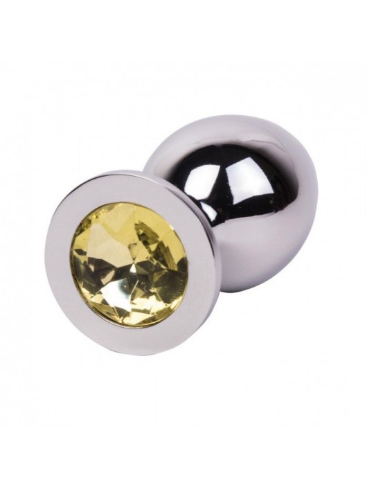 Большой стальной плаг с желтым кристаллом Sweet Lemon - 9,5 см. - Erotic Fantasy - купить с доставкой в Новошахтинске