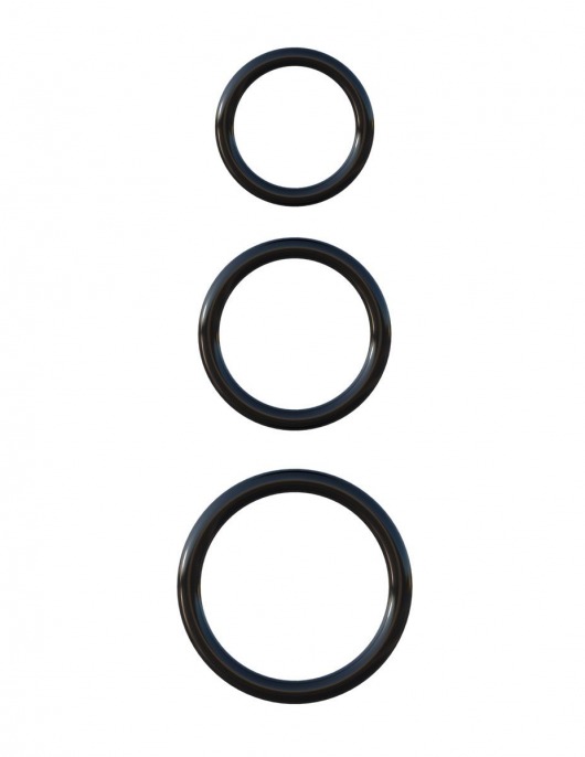 Набор из трех черных эрекционных колец Silicone 3-Ring Stamina Set - Pipedream - в Новошахтинске купить с доставкой