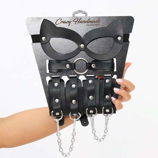 Соблазнительный кожаный набор БДСМ - Crazy Handmade - купить с доставкой в Новошахтинске