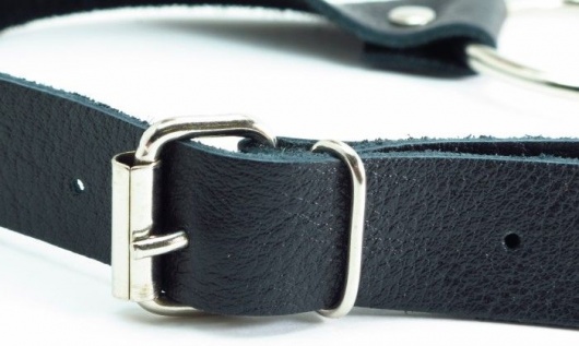 Черный кожаный кляп с кольцом - БДСМ Арсенал - купить с доставкой в Новошахтинске