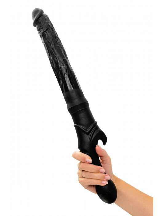 Черный двусторонний фаллоимитатор «Вразумитель» с шипом - Unilatex