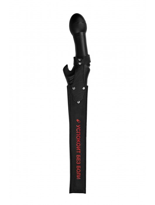 Черный двусторонний фаллоимитатор «Вразумитель» с шипом - Unilatex